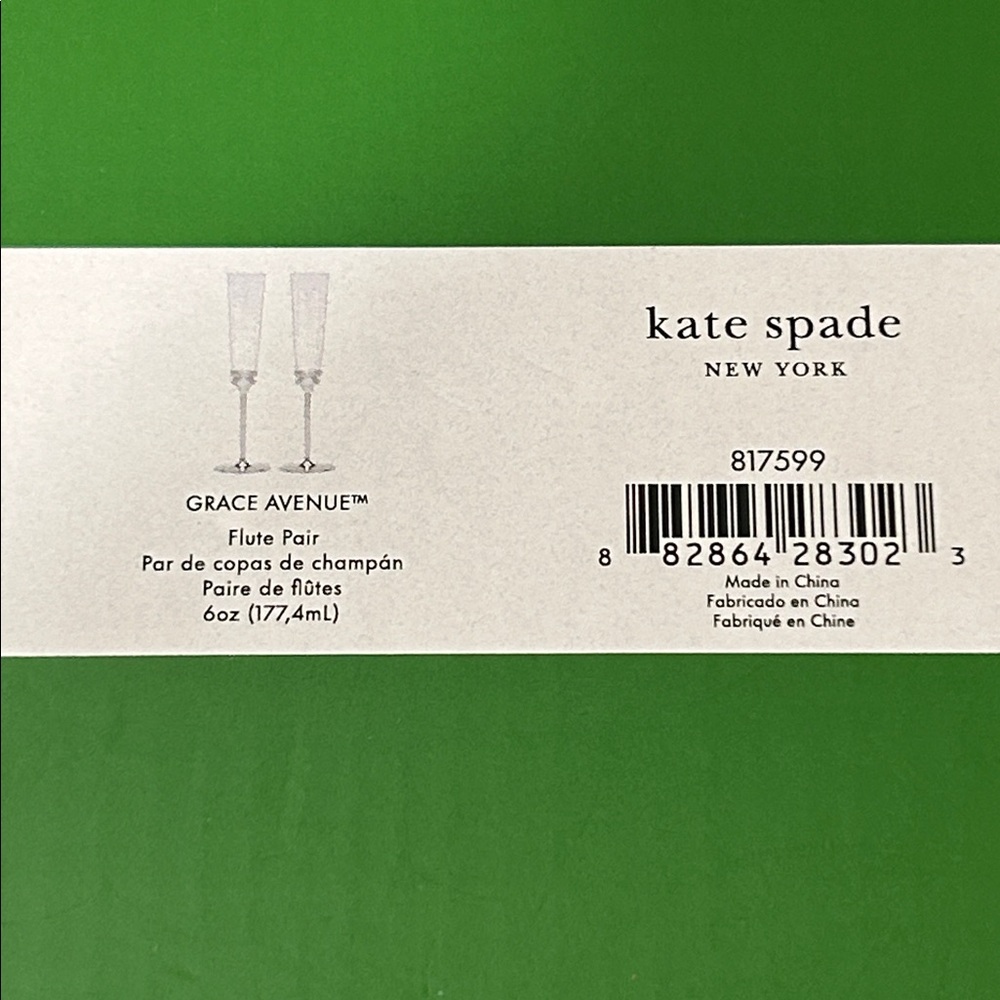 KATE SPADE for Lenox Champagne Flutes Pair “Grace Avenue” - Picture 4 of 10